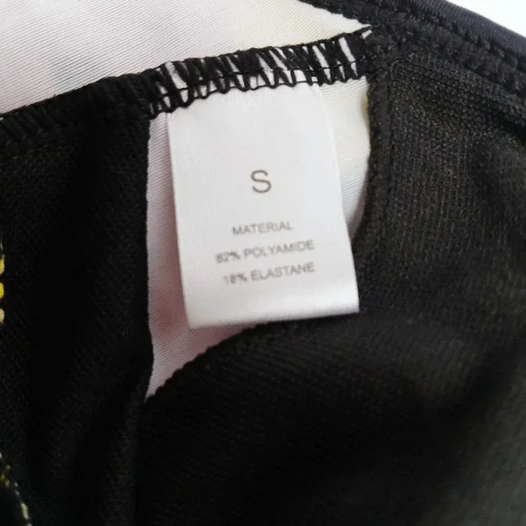 Retro 90s Neon Geometric Animal Print One Piece Halter Swimsuit Mesh Trim NWOT - Picture 6 of 6